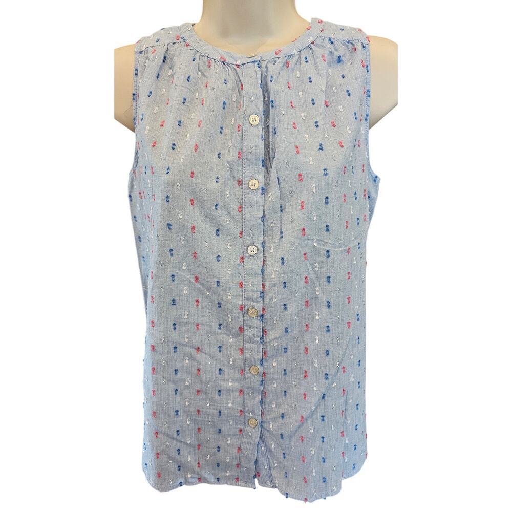 Loft 4th of july sparkle embroidered cottagecore top patriotic XSP XS PETITE top